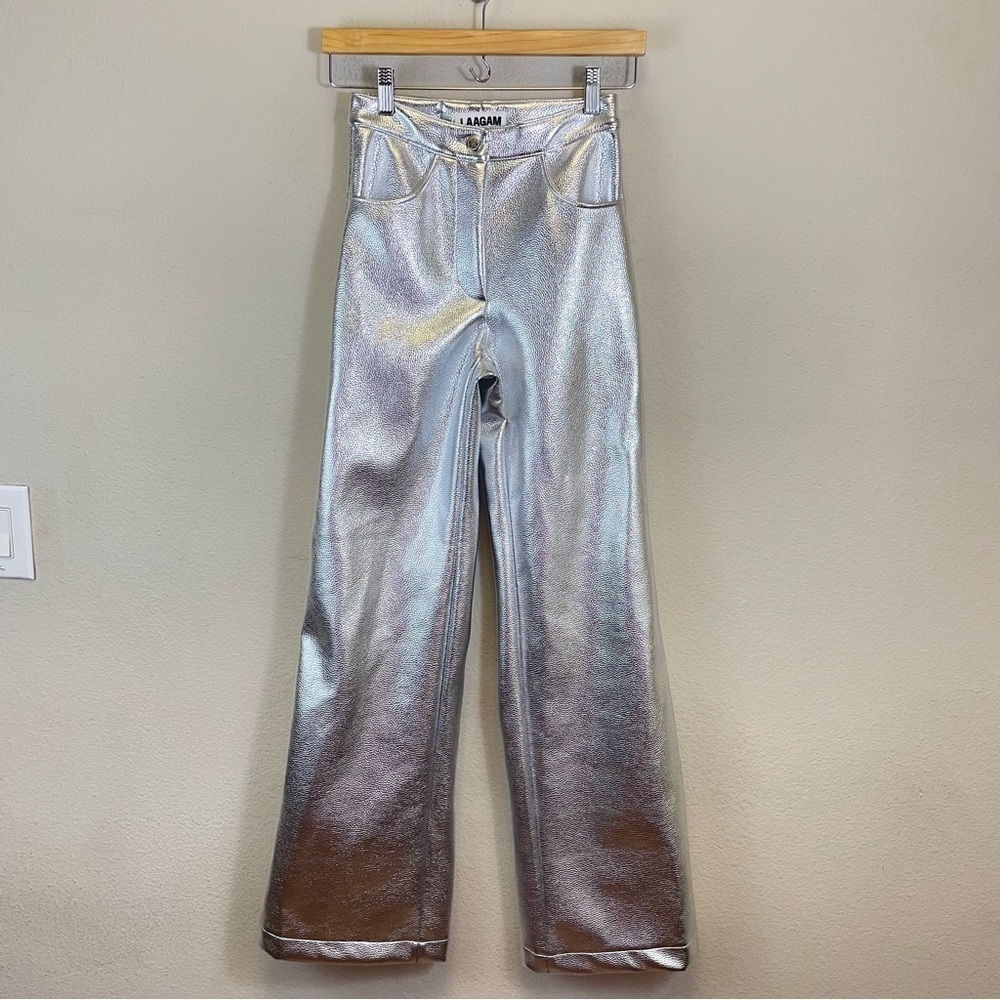 Laagam Metallic Wide Leg High Rise Pants Nwt Size Xxs — image 4 of 8